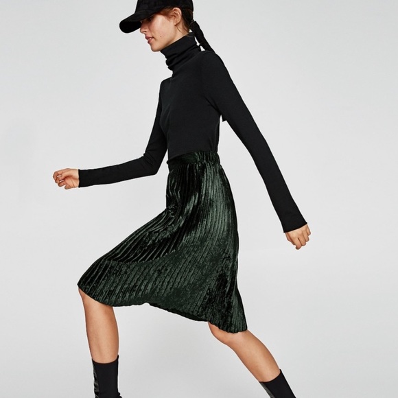 Zara Velvet Pleated Skirt - Picture 3 of 5